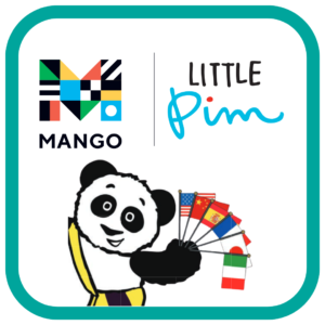 Mango Languages and Little Pim logos, featuring Little Pim the Panda!