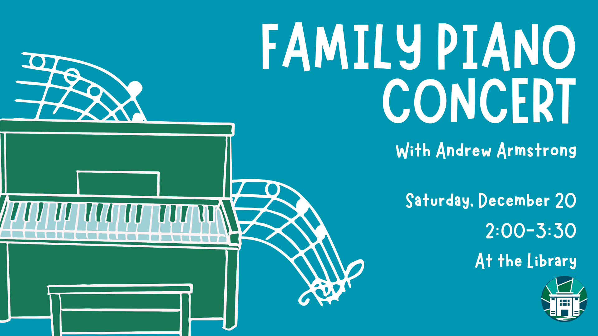 Friends of the Library Holiday Open House, Saturday December 6th, 10:00AM-1:00PM. Enjoy holiday crafting for all ages, dreidel playing, a holiday themed scavenger hunt, and a special visit from Santa at noon!