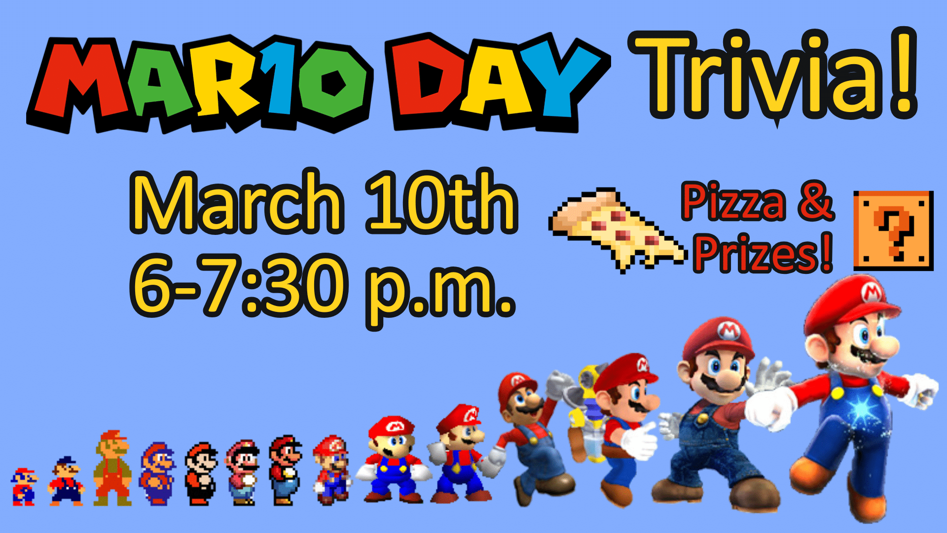 Mario Day Trivia 3/10 6-7:30pm