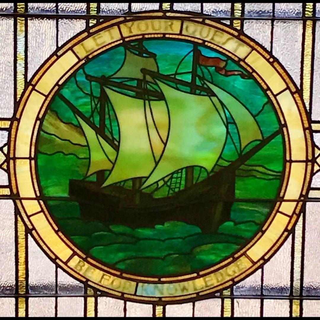 Image of the stained-glass window ship” class=